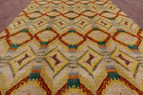 Ikat Hand Knotted Wool Area Rug - 10' 0" X 13' 10" - Golden Nile