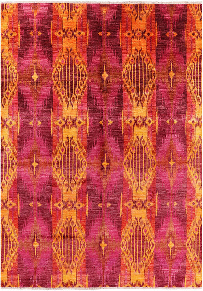 Ikat Hand Knotted Wool Rug - 10' 3" X 14' 7" - Golden Nile