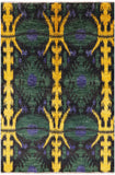Ikat Hand Knotted Wool Area Rug - 6' 1" X 9' 1" - Golden Nile