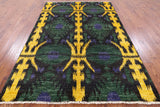 Ikat Hand Knotted Wool Area Rug - 6' 1" X 9' 1" - Golden Nile