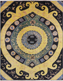 Ikat Hand Knotted Wool Area Rug - 9' 3" X 11' 10" - Golden Nile