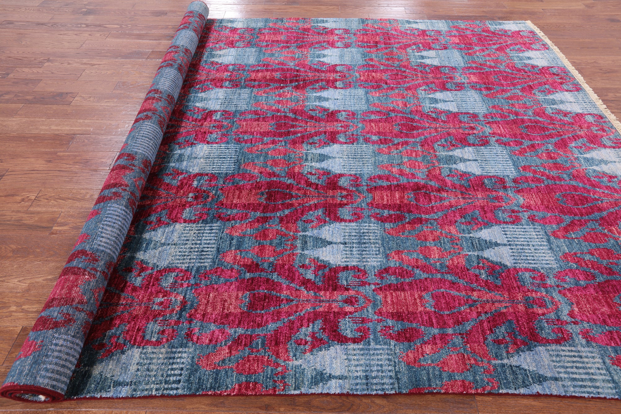 Ikat Hand Knotted Wool Rug - 8' 9" X 12' 0" - Golden Nile