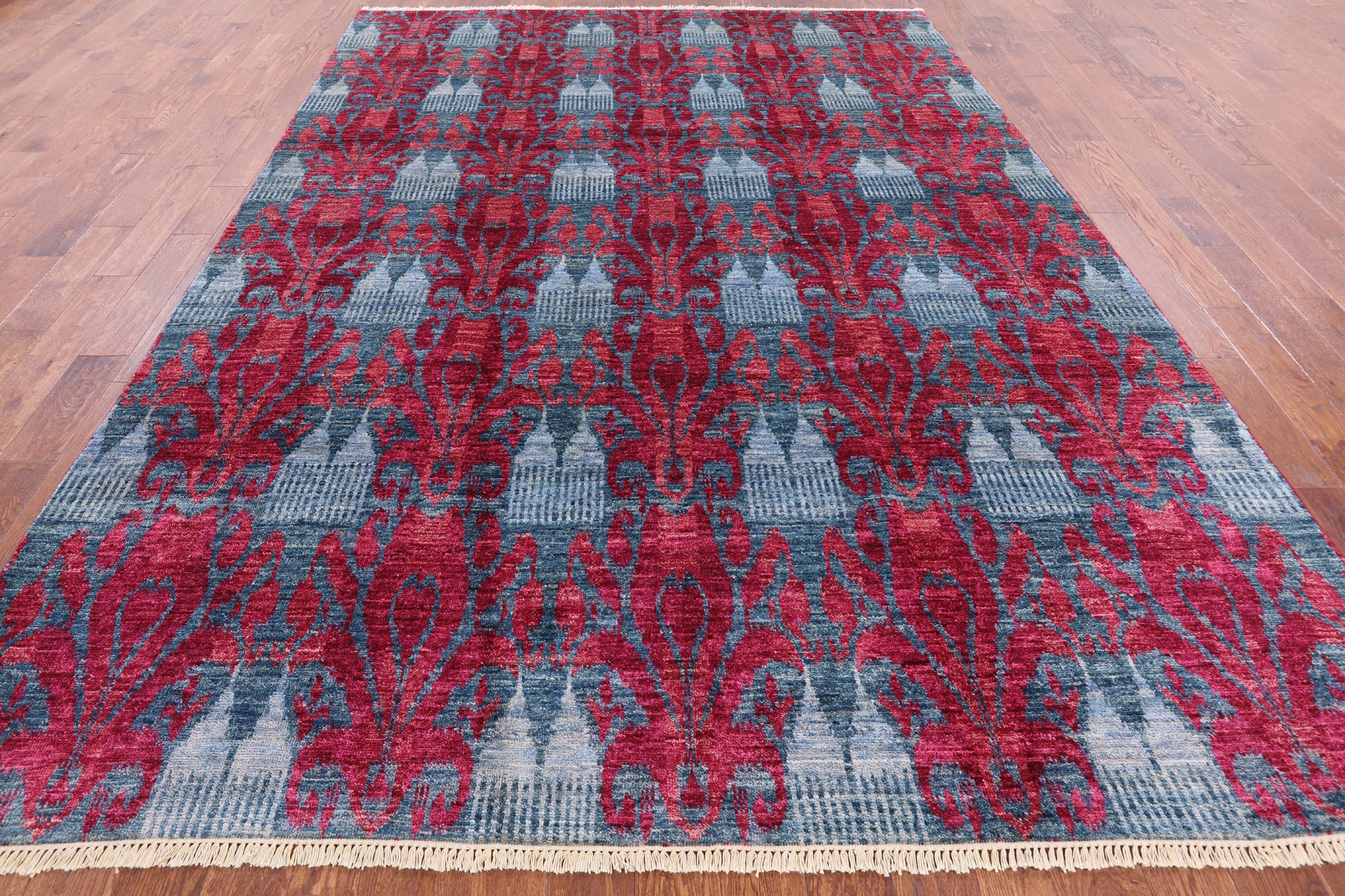 Ikat Hand Knotted Wool Rug - 8' 9" X 12' 0" - Golden Nile