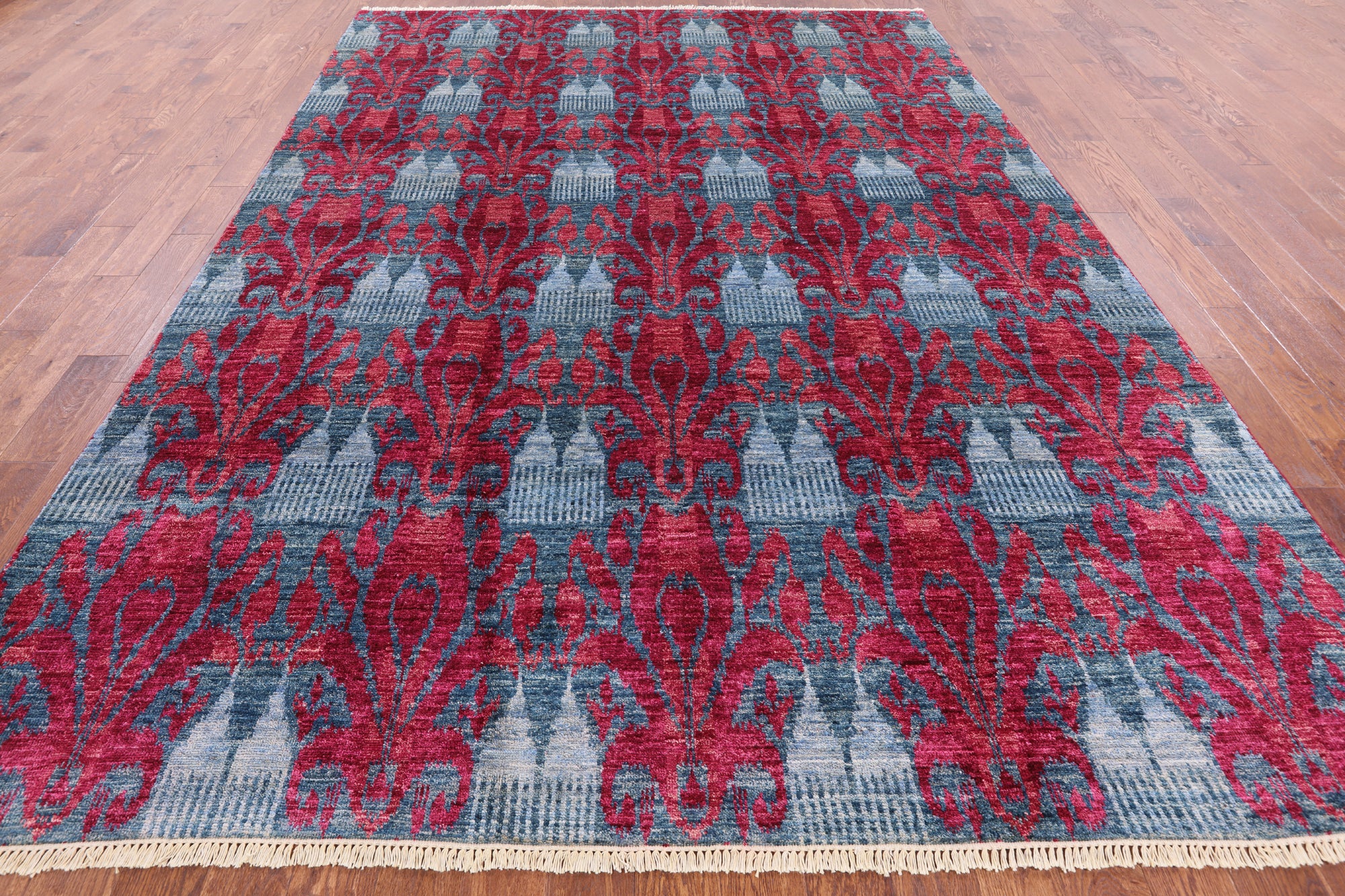 Ikat Hand Knotted Wool Rug - 8' 9" X 12' 0" - Golden Nile
