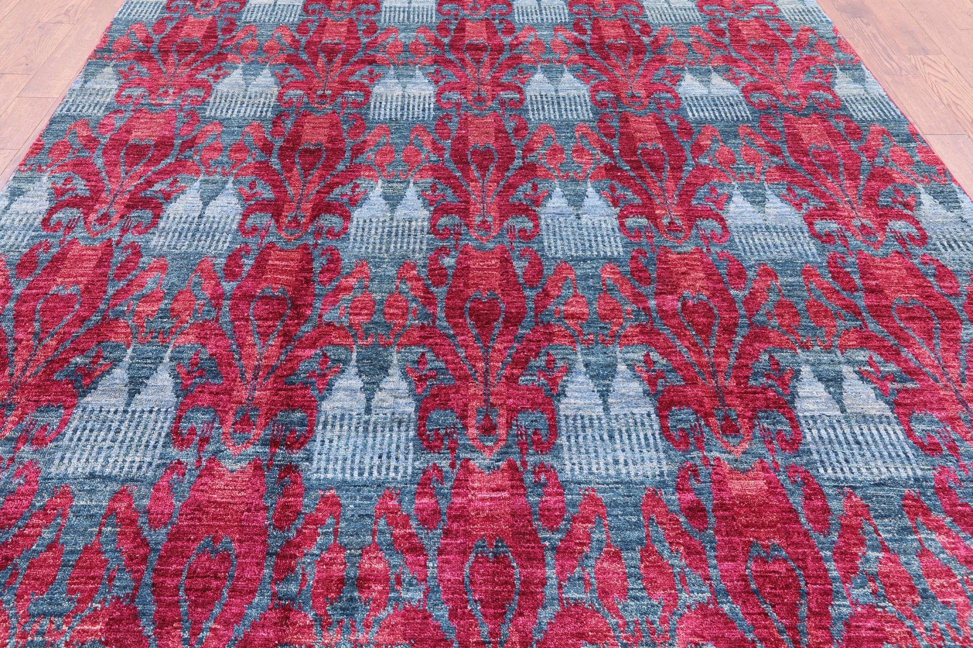 Ikat Hand Knotted Wool Rug - 8' 9" X 12' 0" - Golden Nile