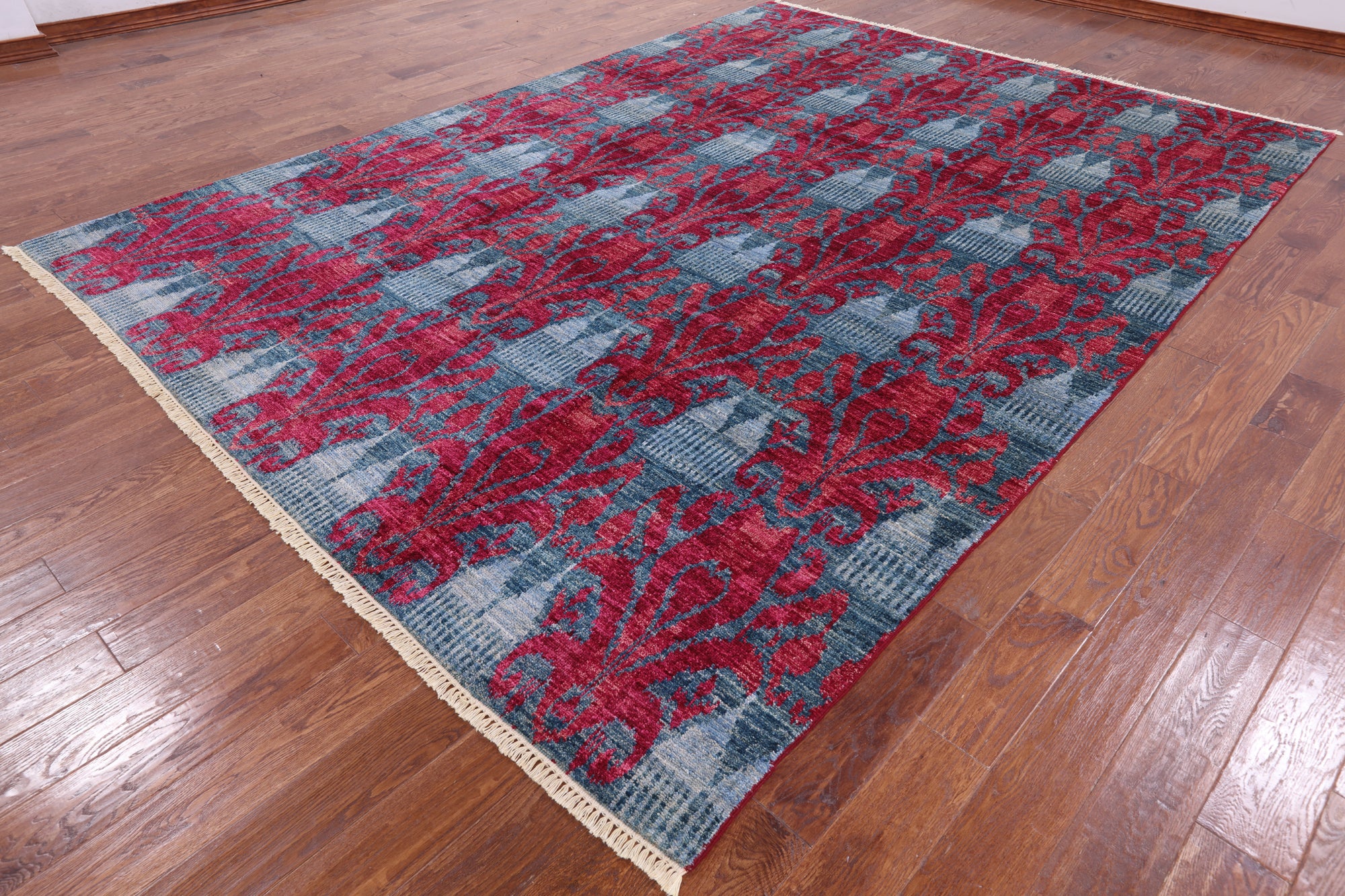 Ikat Hand Knotted Wool Rug - 8' 9" X 12' 0" - Golden Nile