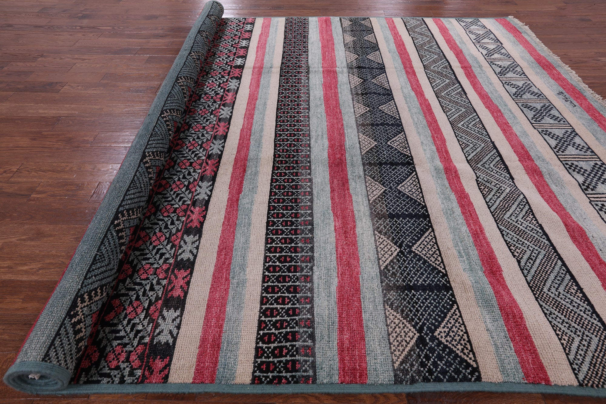 Signed Tribal Moroccan Handmade Wool Rug - 9' 5" X 12' 3" - Golden Nile
