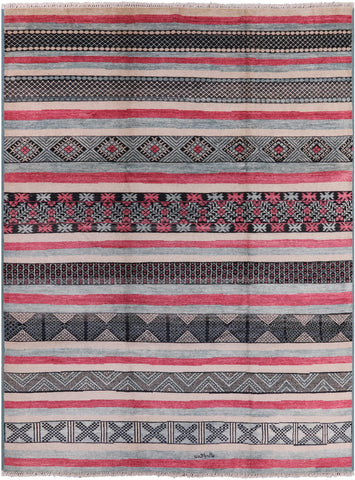 Signed Tribal Moroccan Handmade Wool Rug - 9' 5