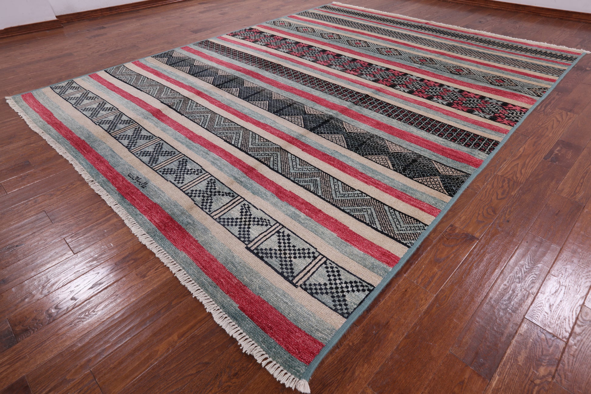 Signed Tribal Moroccan Handmade Wool Rug - 9' 5" X 12' 3" - Golden Nile