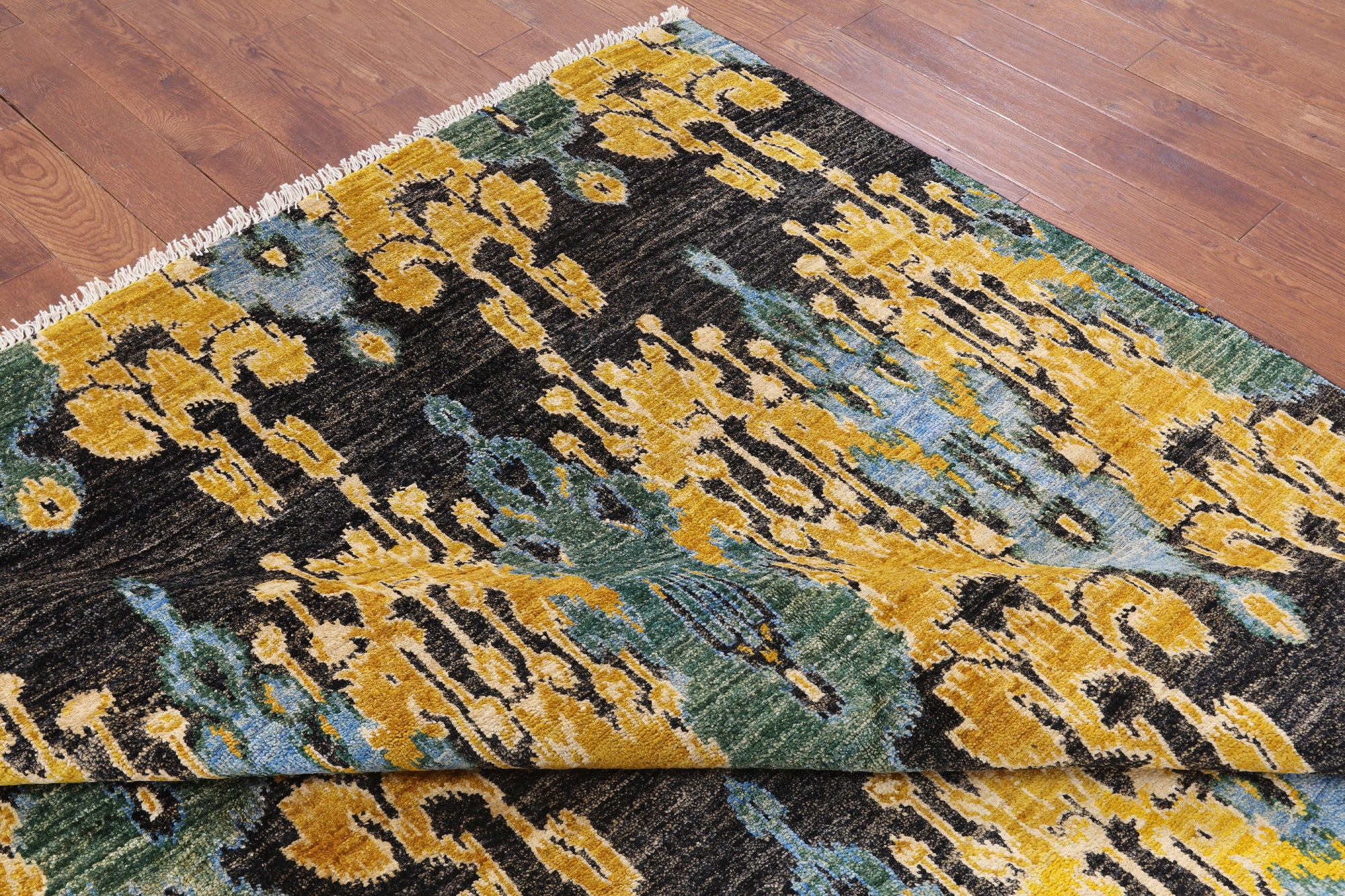 Ikat Hand Knotted Area Rug - 8' 10" X 12' 4" - Golden Nile