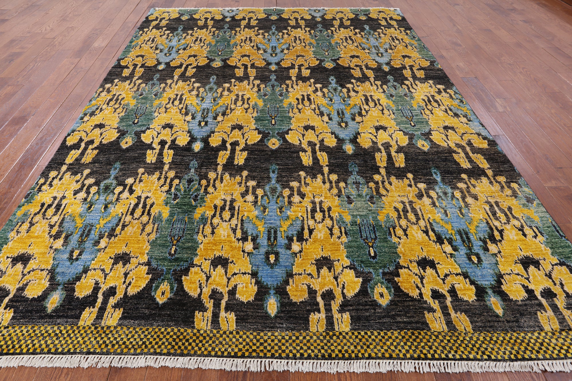 Ikat Hand Knotted Area Rug - 8' 10" X 12' 4" - Golden Nile