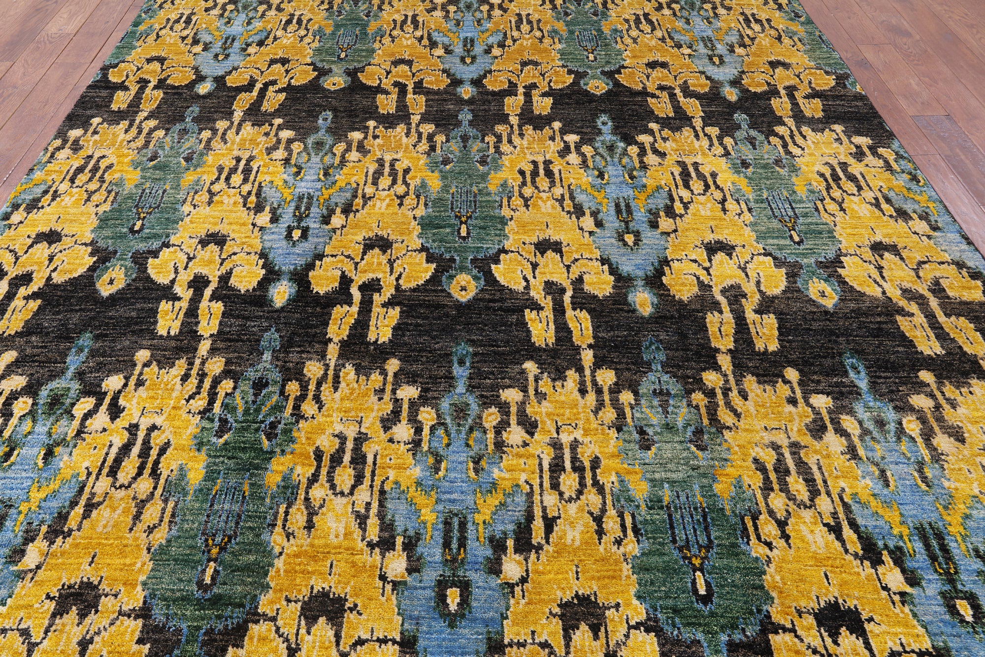 Ikat Hand Knotted Area Rug - 8' 10" X 12' 4" - Golden Nile