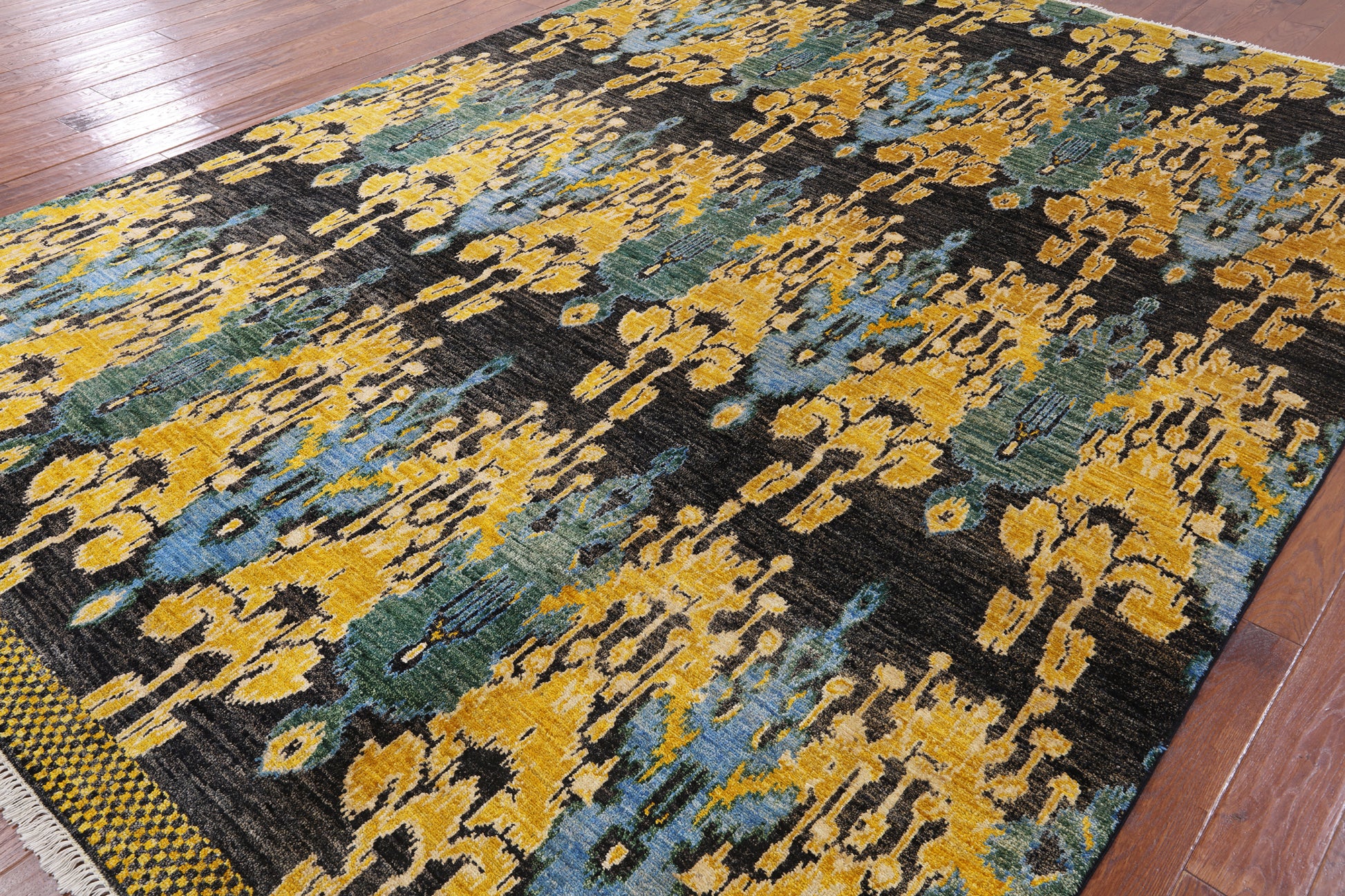 Ikat Hand Knotted Area Rug - 8' 10" X 12' 4" - Golden Nile