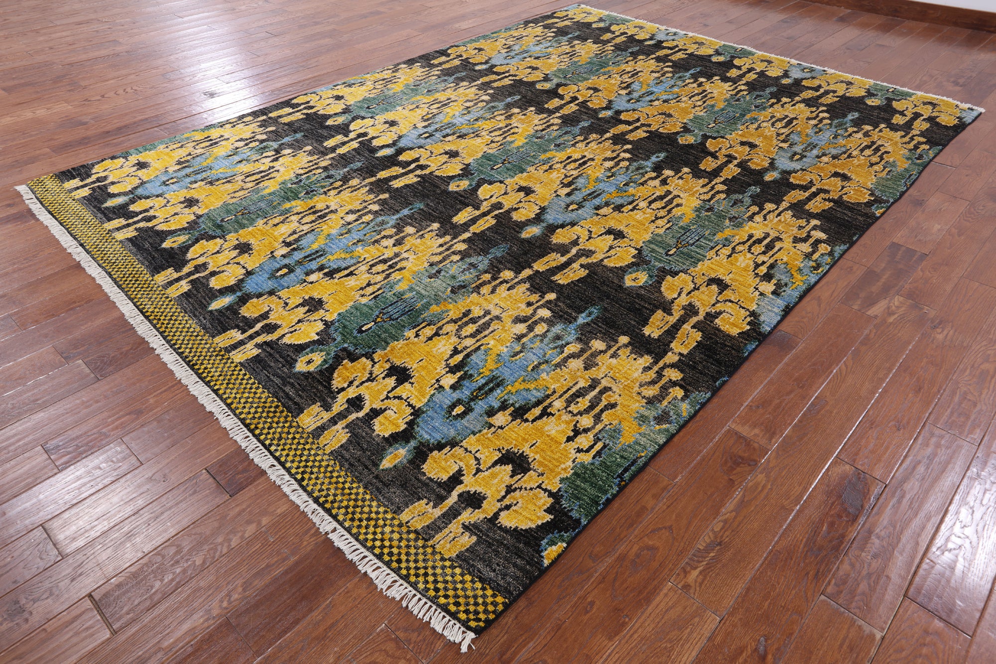 Ikat Hand Knotted Area Rug - 8' 10" X 12' 4" - Golden Nile