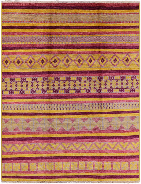 Tribal Moroccan Handmade Wool Area Rug - 9' 1" X 11' 7" - Golden Nile