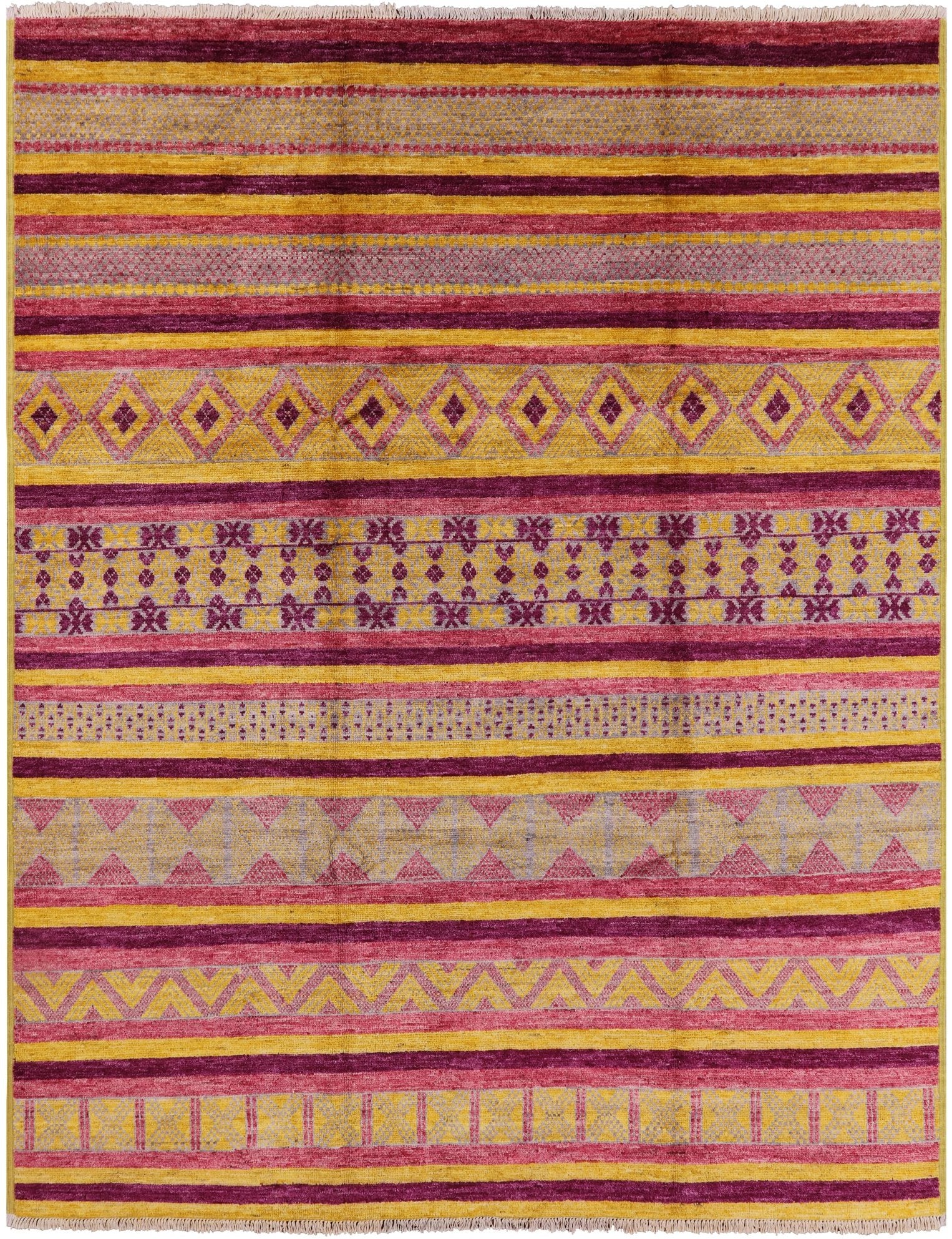 Tribal Moroccan Handmade Wool Area Rug - 9' 1" X 11' 7" - Golden Nile