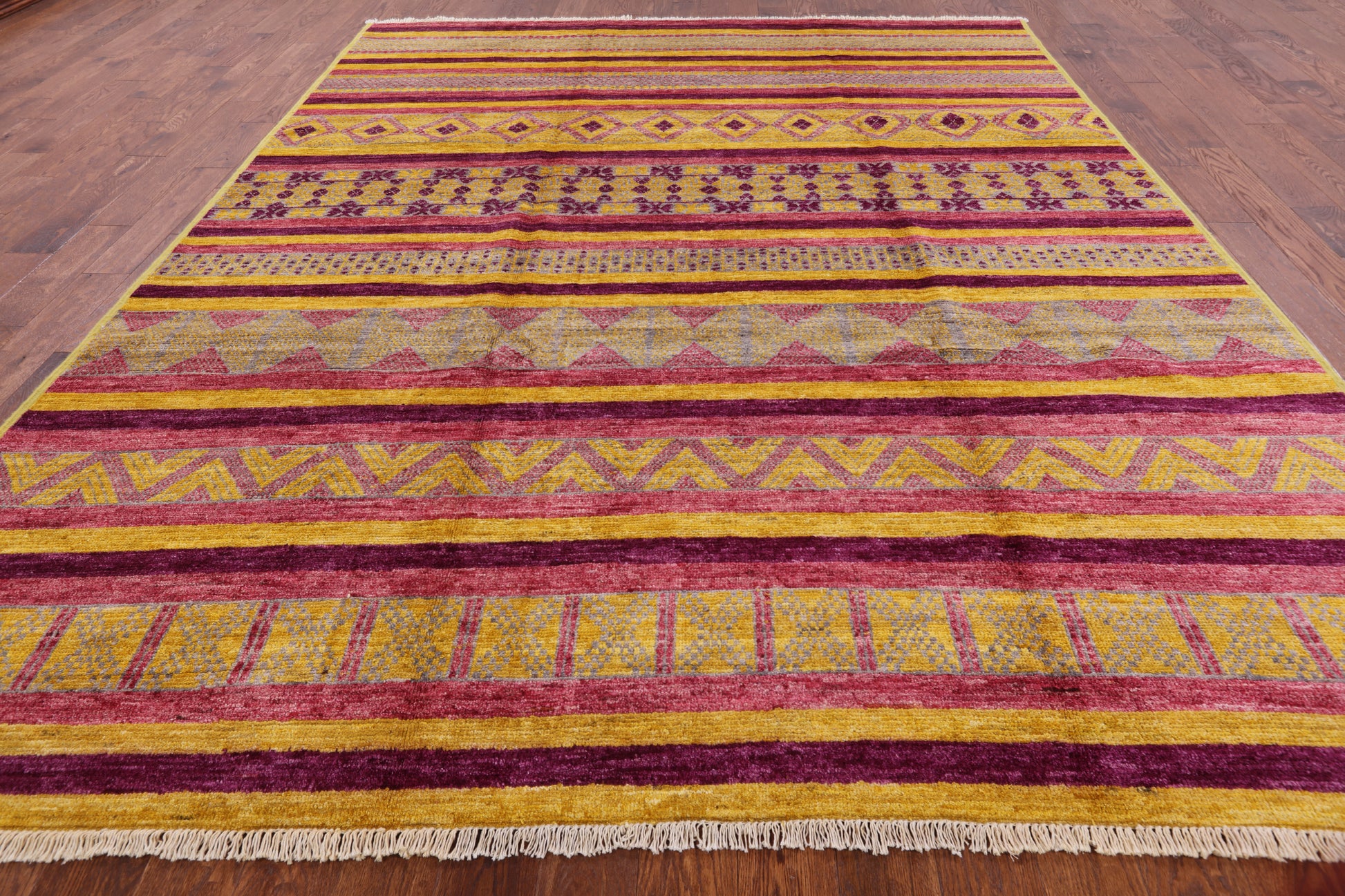 Tribal Moroccan Handmade Wool Area Rug - 9' 1" X 11' 7" - Golden Nile