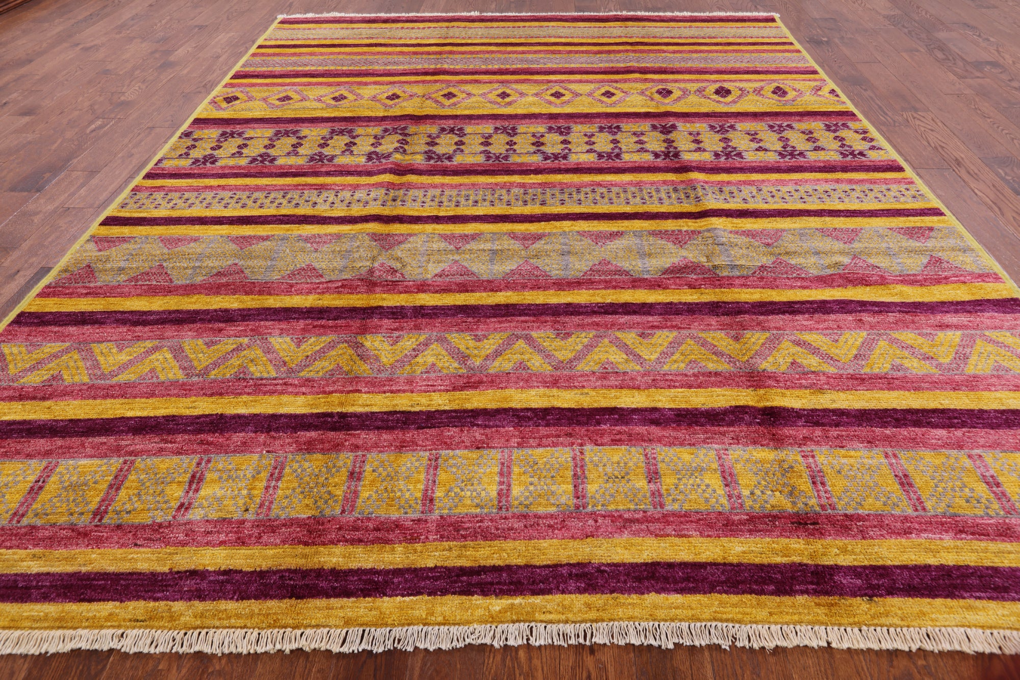 Tribal Moroccan Handmade Wool Area Rug - 9' 1" X 11' 7" - Golden Nile