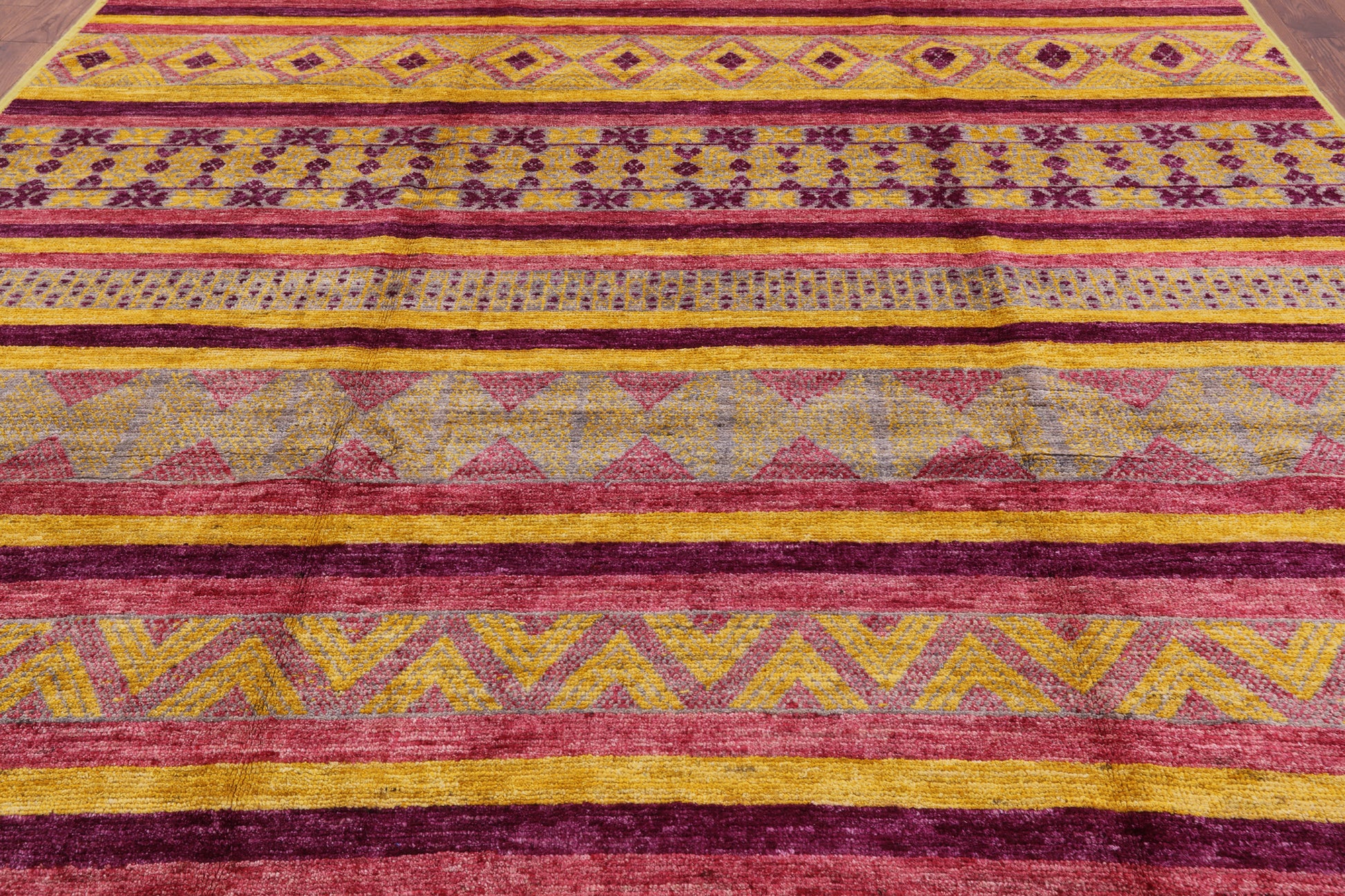 Tribal Moroccan Handmade Wool Area Rug - 9' 1" X 11' 7" - Golden Nile