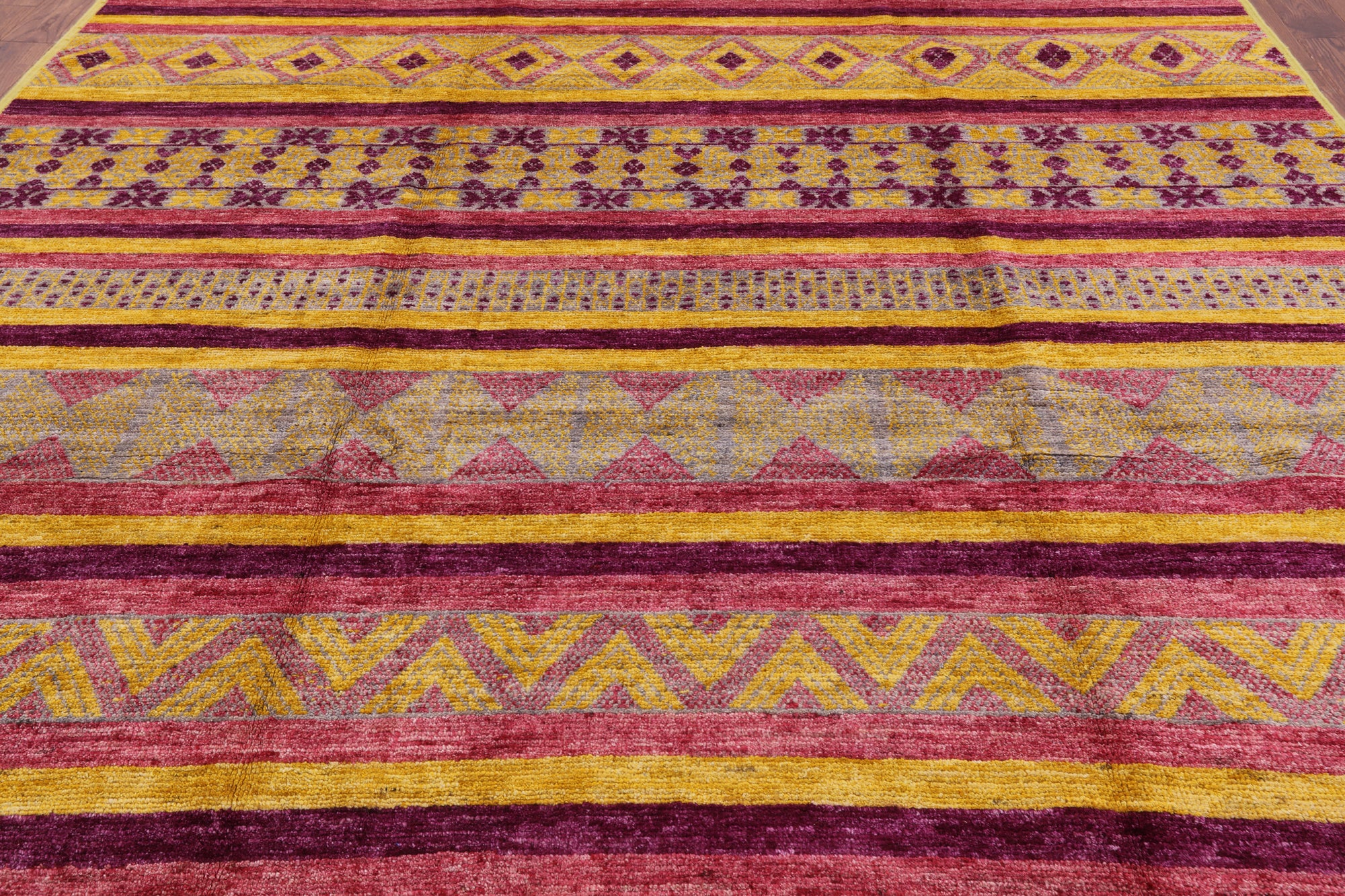 Tribal Moroccan Handmade Wool Area Rug - 9' 1" X 11' 7" - Golden Nile