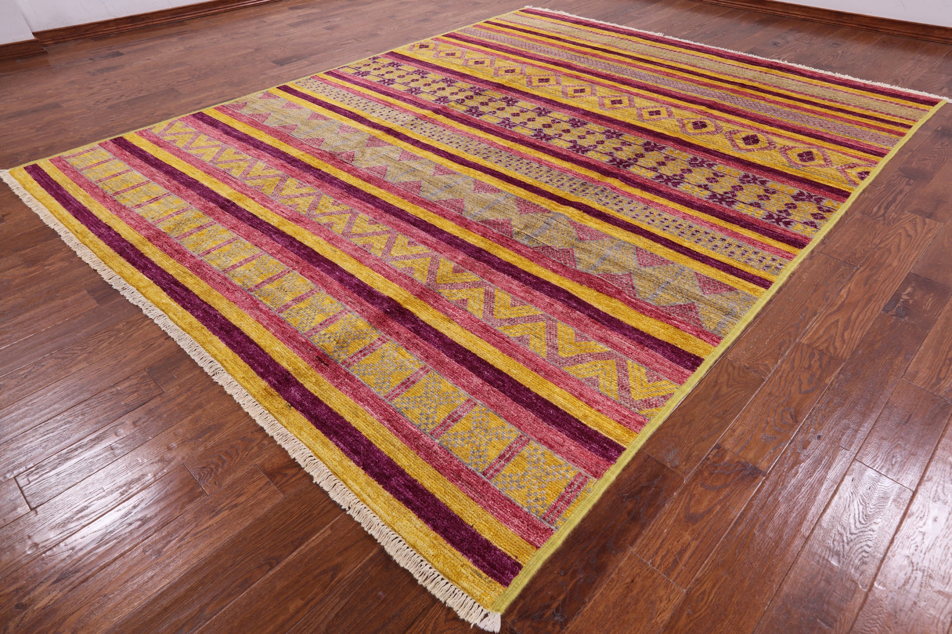 Tribal Moroccan Handmade Wool Area Rug - 9' 1" X 11' 7" - Golden Nile