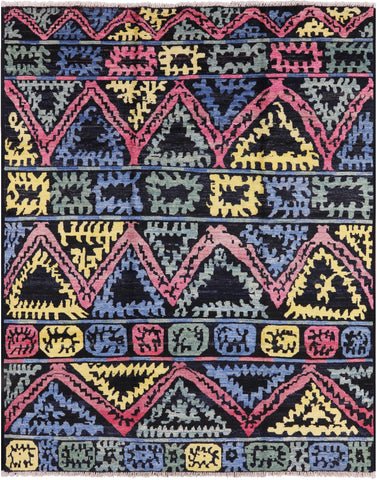 Tribal Moroccan Hand Knotted Wool Rug - 7' 10