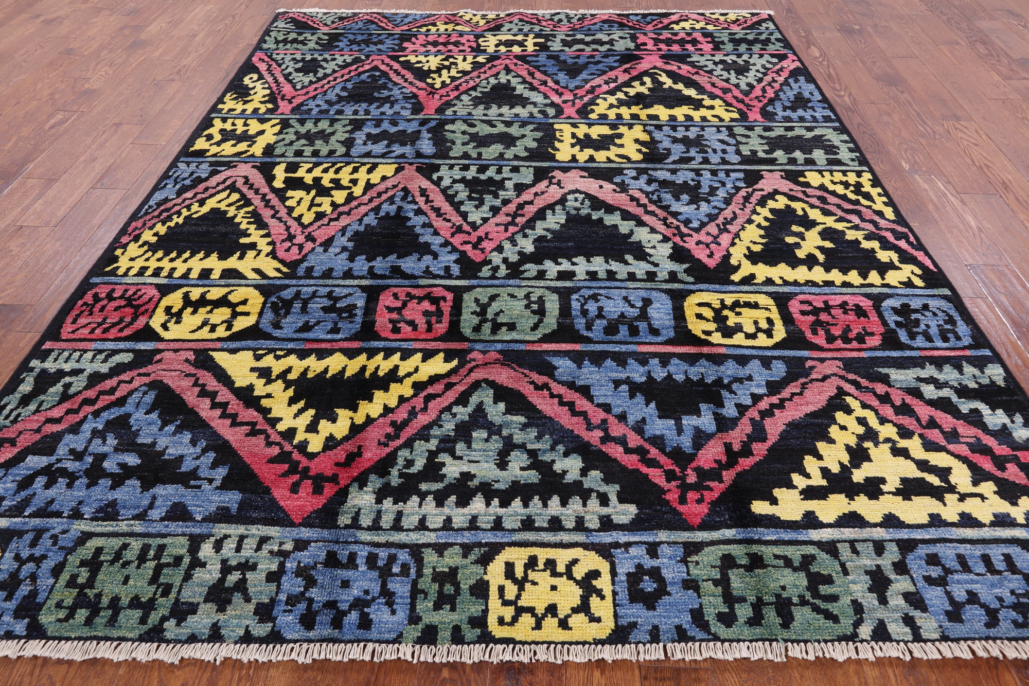 Tribal Moroccan Hand Knotted Wool Rug - 7' 10" X 9' 9" - Golden Nile