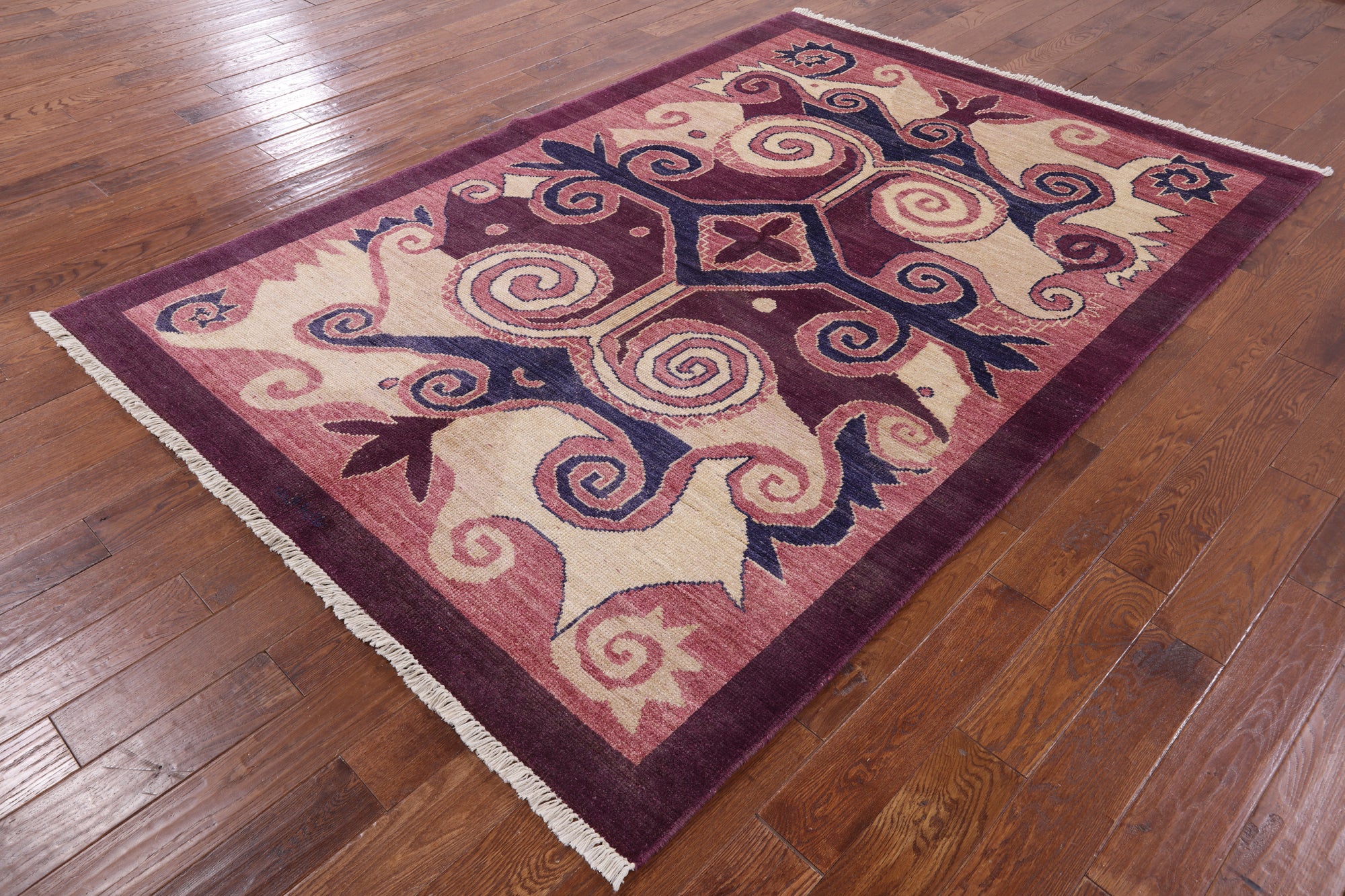 Purple Ikat Handmade Wool Area Rug - 6' 4" X 9' 2" - Golden Nile