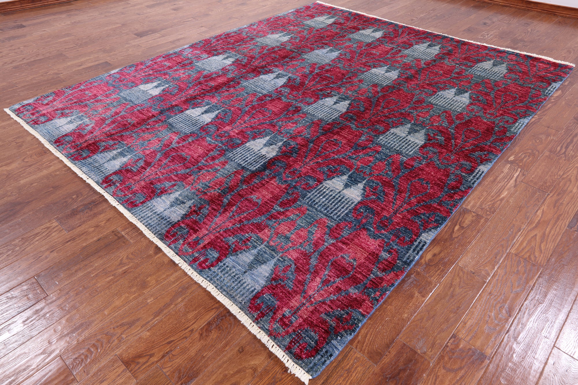 Ikat Hand Knotted Wool Area Rug - 8' 2" X 9' 10" - Golden Nile