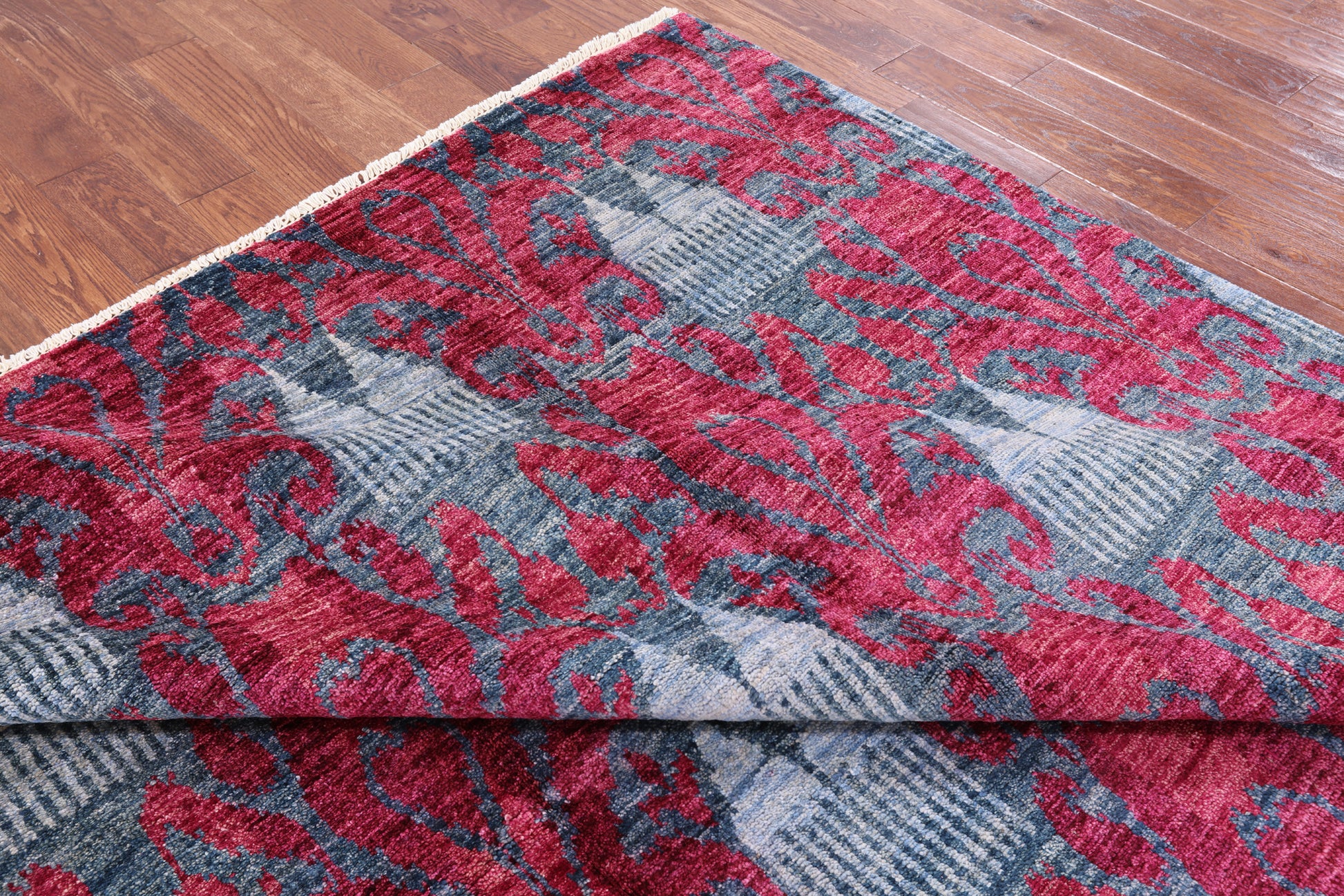 Ikat Hand Knotted Wool Area Rug - 8' 2" X 9' 10" - Golden Nile