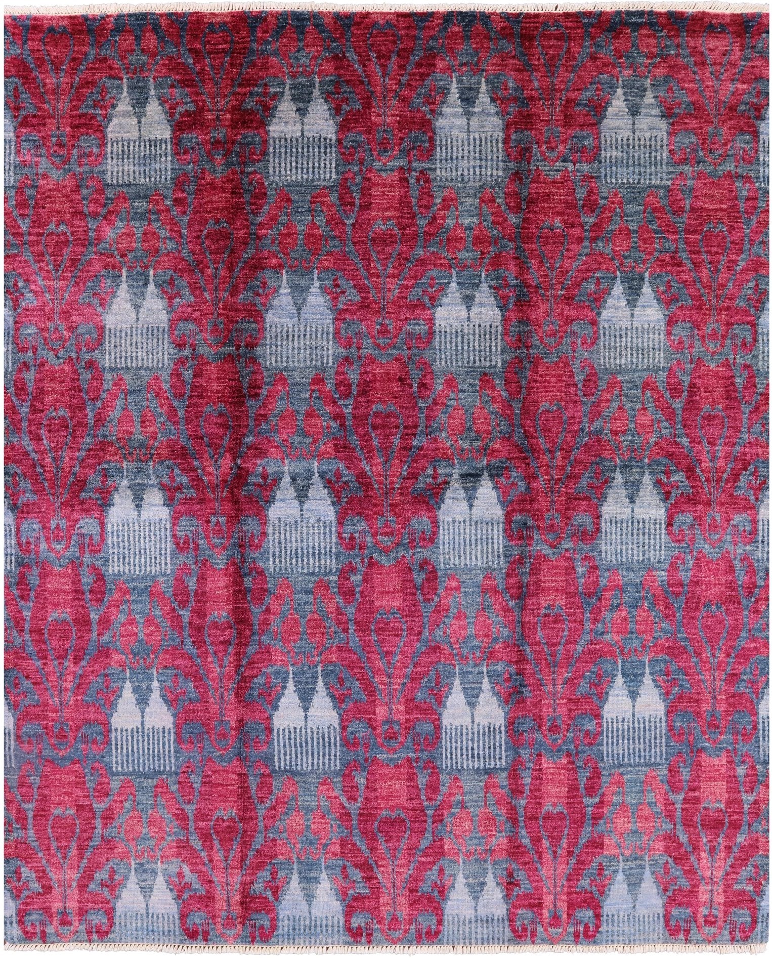 Ikat Hand Knotted Wool Area Rug - 8' 2" X 9' 10" - Golden Nile