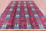 Ikat Hand Knotted Wool Area Rug - 8' 2" X 9' 10" - Golden Nile
