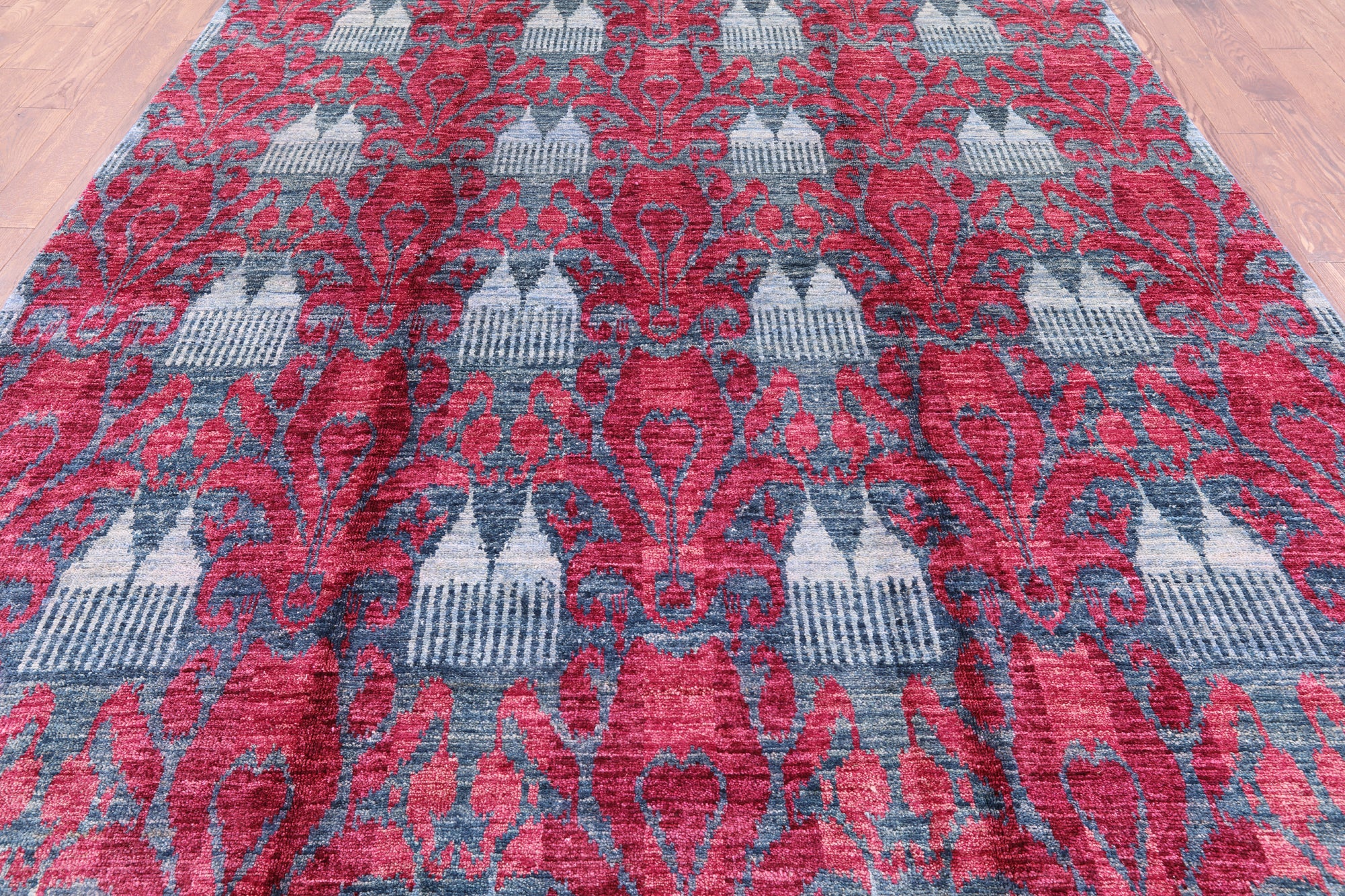 Ikat Hand Knotted Wool Area Rug - 8' 2" X 9' 10" - Golden Nile