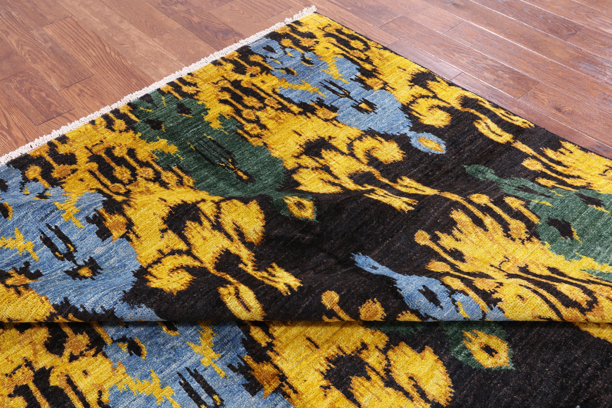 Ikat Hand Knotted Wool Area Rug - 8' 2" X 10' 5" - Golden Nile