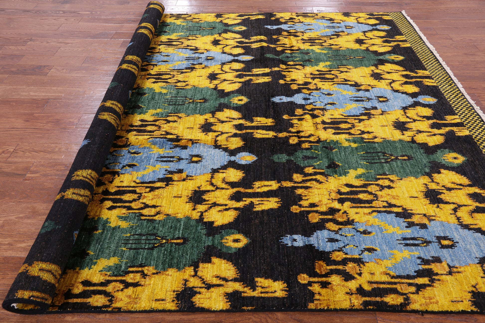 Ikat Hand Knotted Wool Area Rug - 8' 2" X 10' 5" - Golden Nile