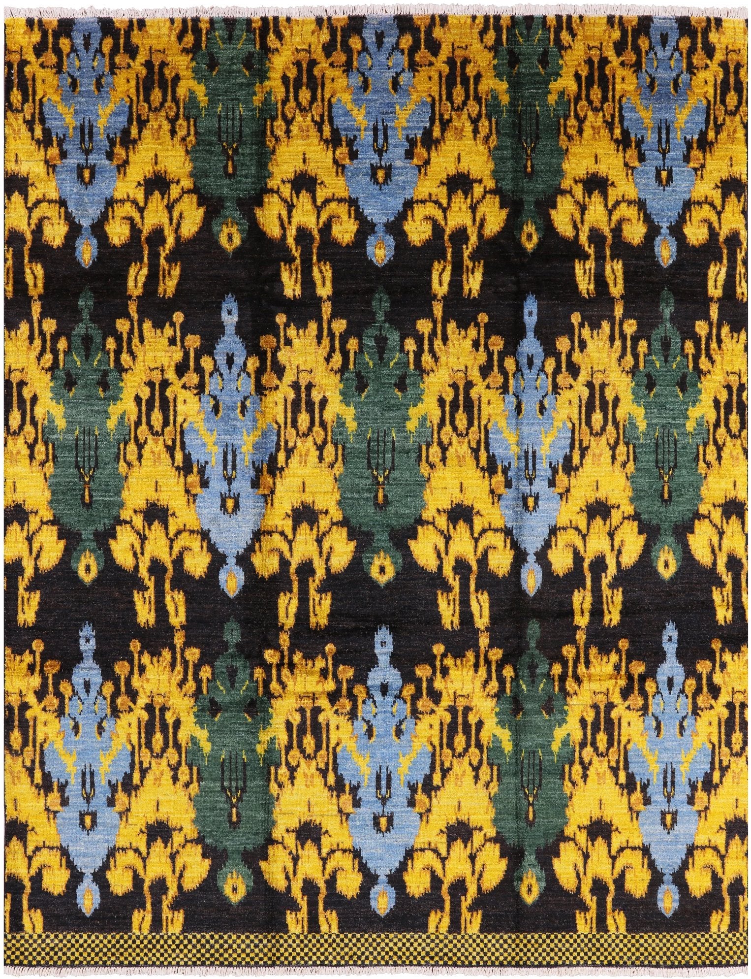 Ikat Hand Knotted Wool Area Rug - 8' 2" X 10' 5" - Golden Nile