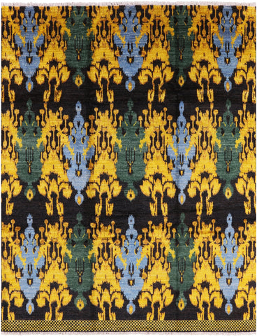 Ikat Hand Knotted Wool Area Rug - 8' 2