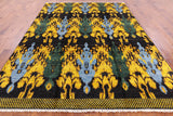 Ikat Hand Knotted Wool Area Rug - 8' 2" X 10' 5" - Golden Nile