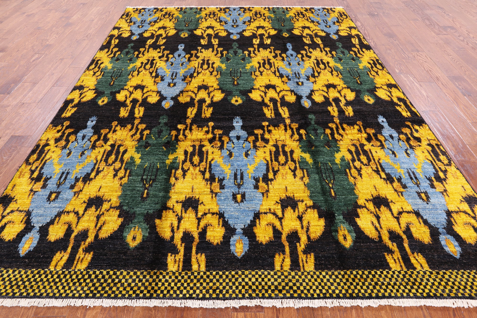 Ikat Hand Knotted Wool Area Rug - 8' 2" X 10' 5" - Golden Nile