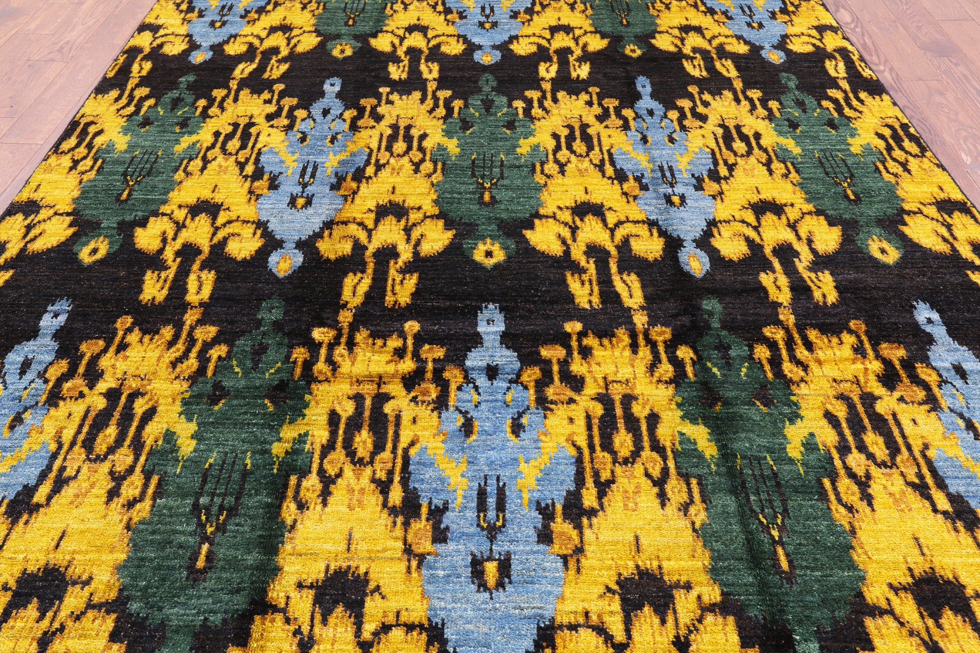 Ikat Hand Knotted Wool Area Rug - 8' 2" X 10' 5" - Golden Nile