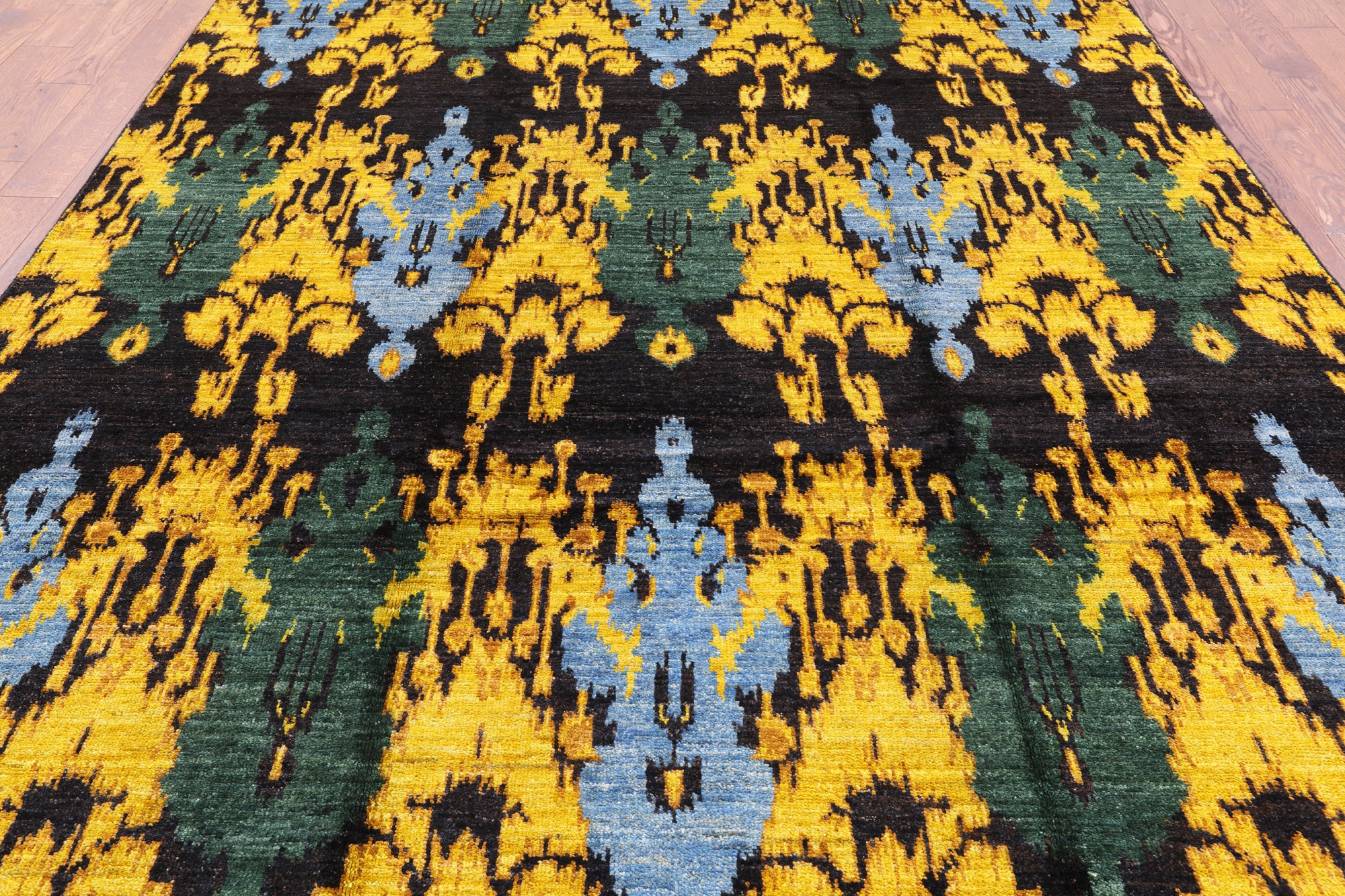 Ikat Hand Knotted Wool Area Rug - 8' 2" X 10' 5" - Golden Nile