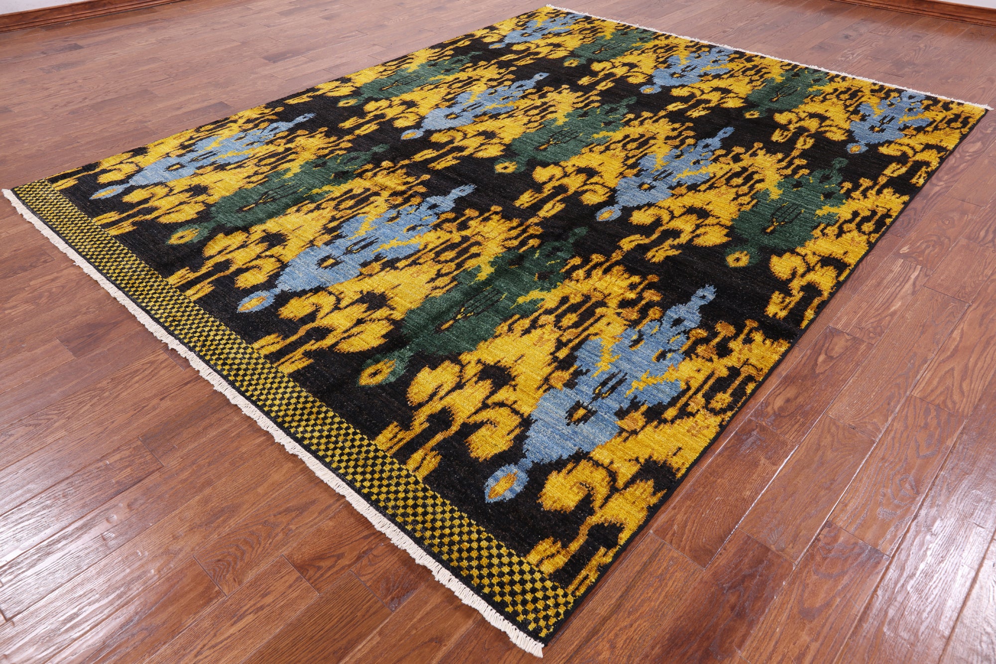 Ikat Hand Knotted Wool Area Rug - 8' 2" X 10' 5" - Golden Nile