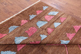 Brown Tribal Moroccan Navajo Design Handmade Wool Rug - 8' 2" X 9' 9" - Golden Nile