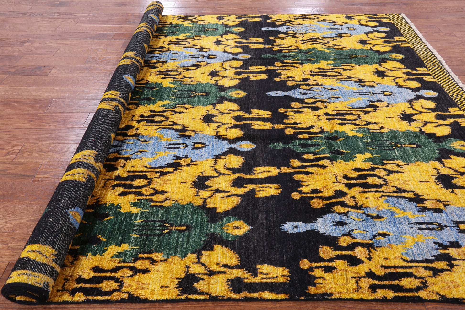 Ikat Hand Knotted Wool Area Rug - 7' 10" X 10' 0" - Golden Nile
