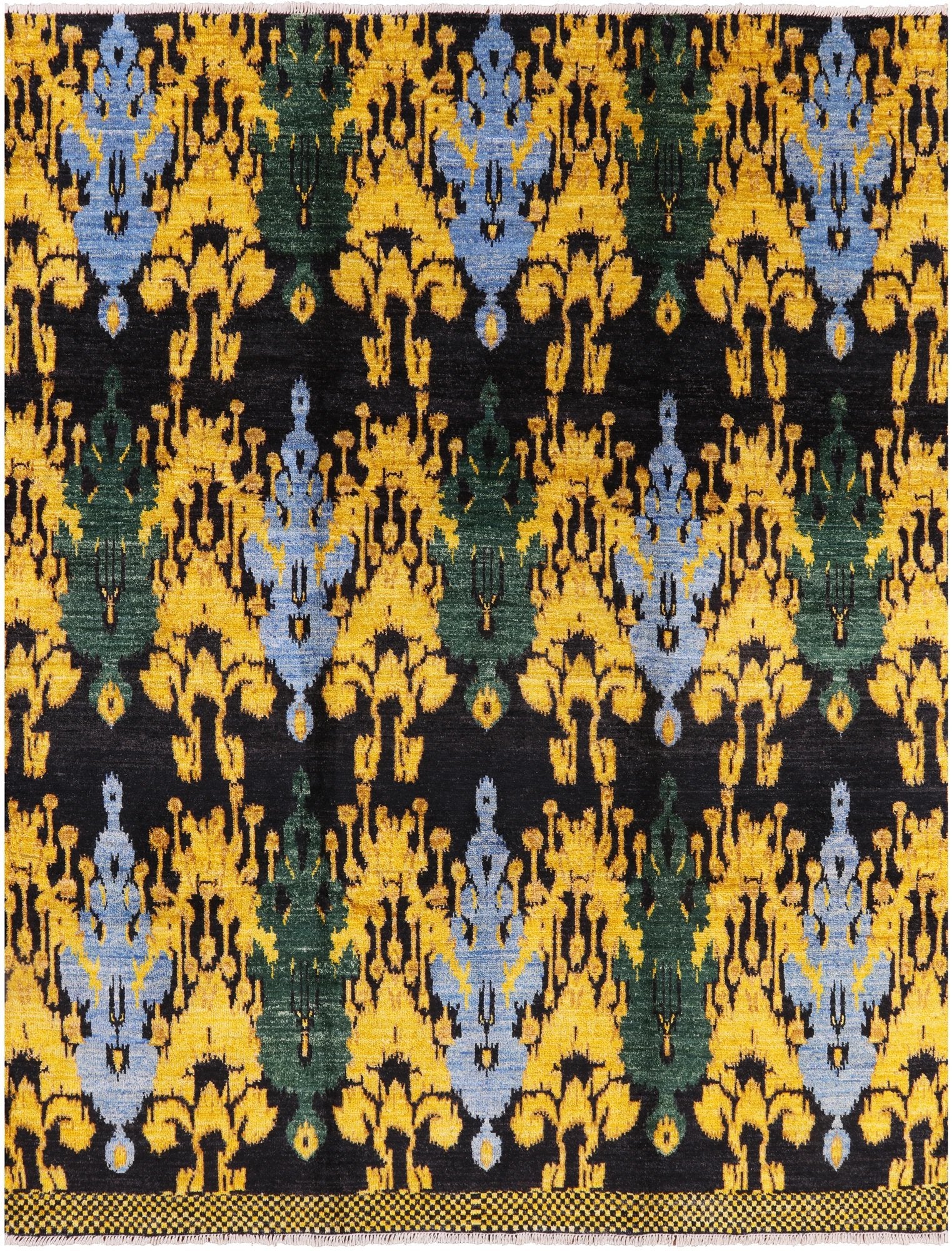 Ikat Hand Knotted Wool Area Rug - 7' 10" X 10' 0" - Golden Nile