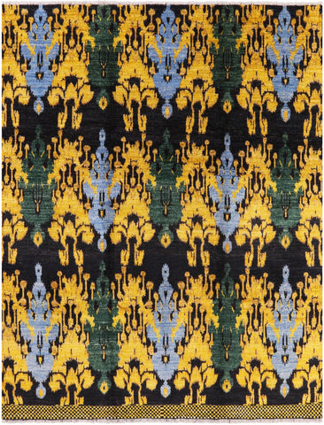 Ikat Hand Knotted Wool Area Rug - 7' 10
