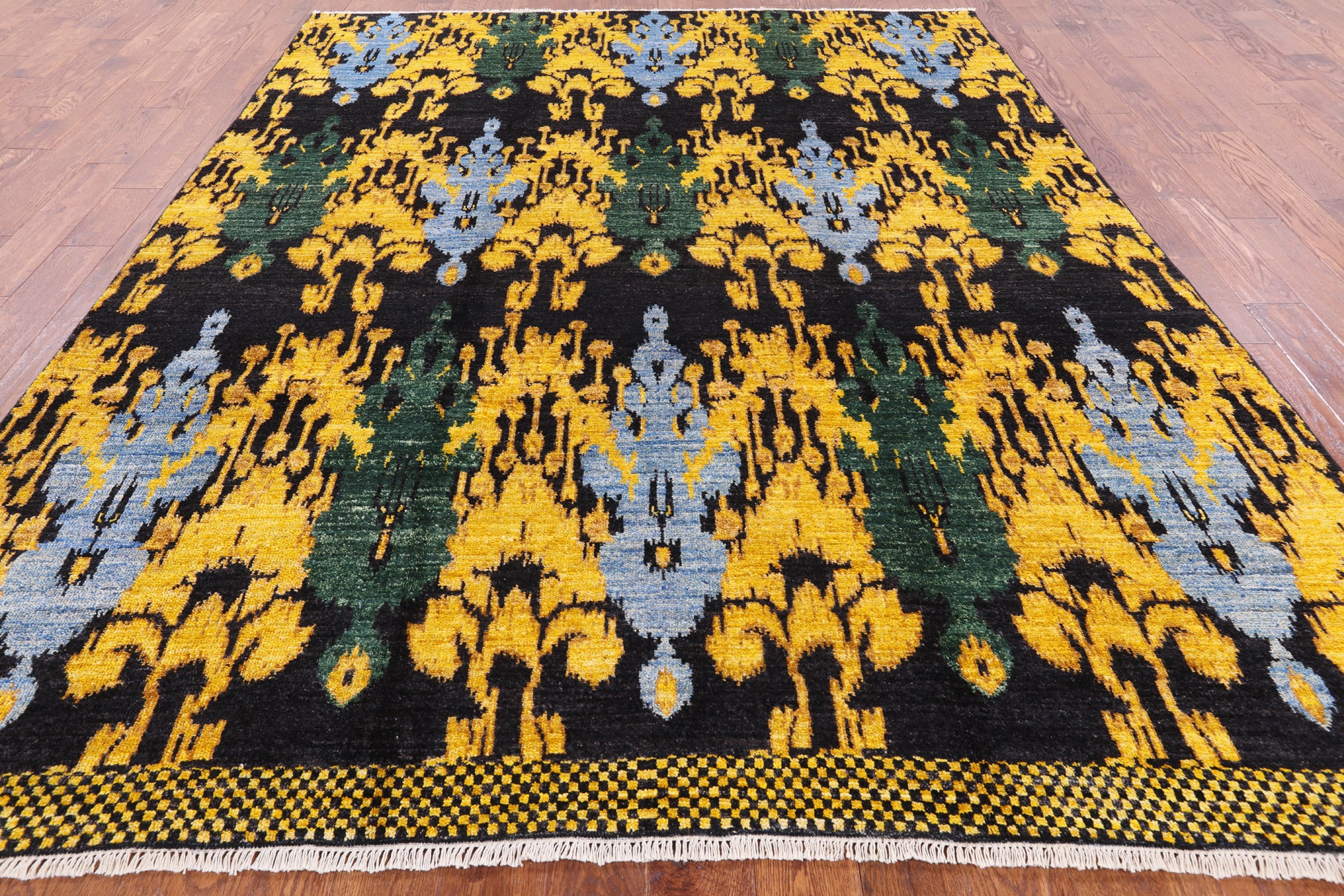 Ikat Hand Knotted Wool Area Rug - 7' 10" X 10' 0" - Golden Nile