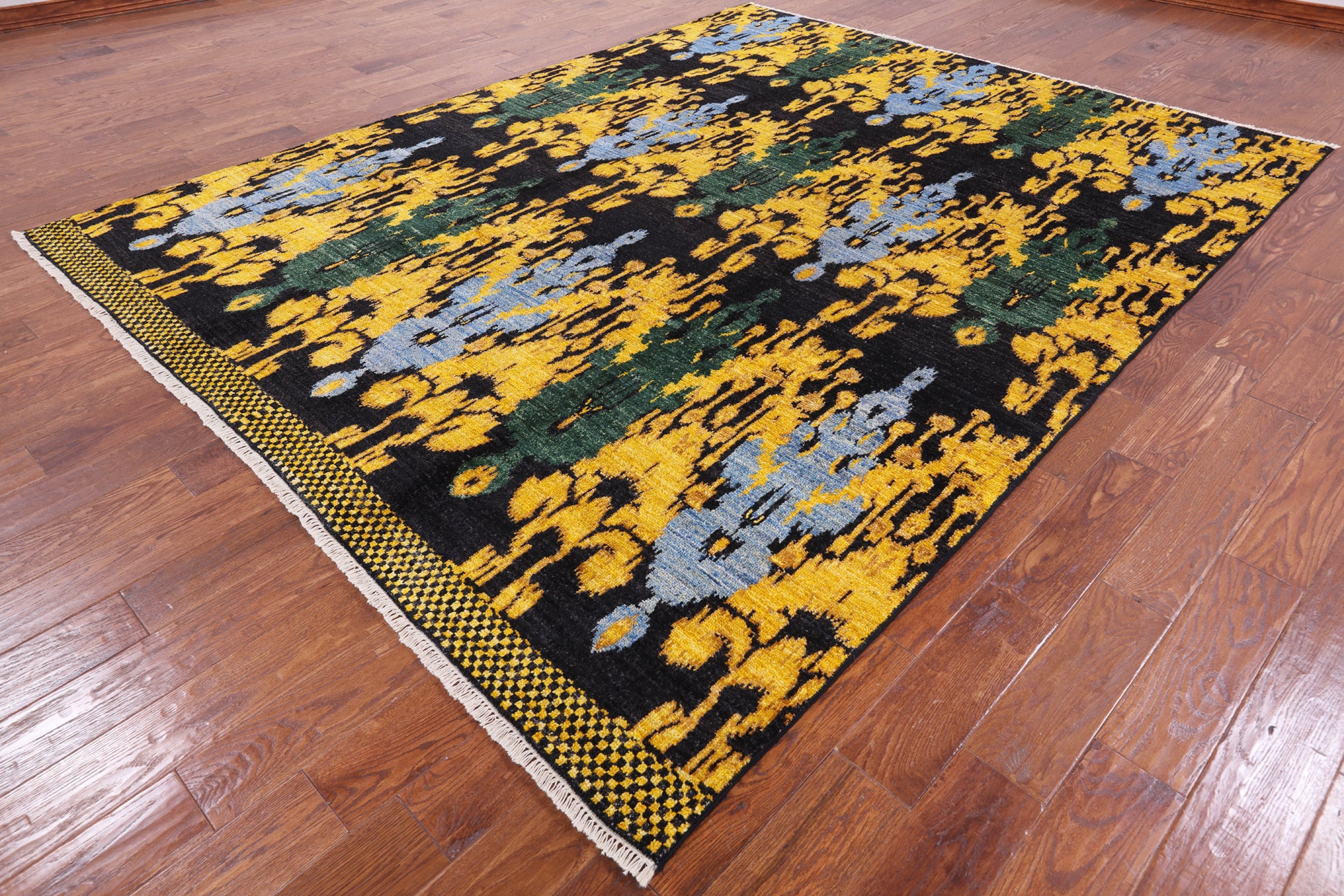 Ikat Hand Knotted Wool Area Rug - 7' 10" X 10' 0" - Golden Nile