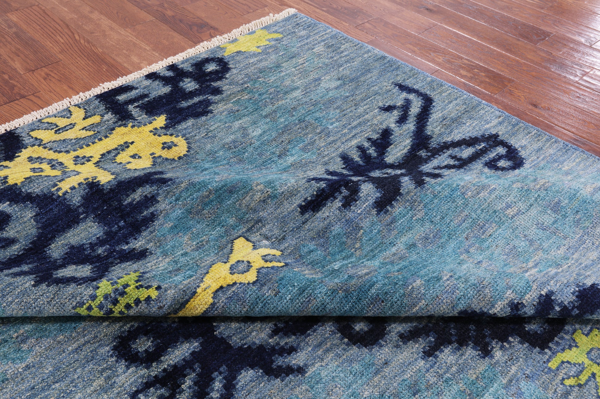 Ikat Hand Knotted Wool Area Rug - 8' 4" X 10' 0" - Golden Nile