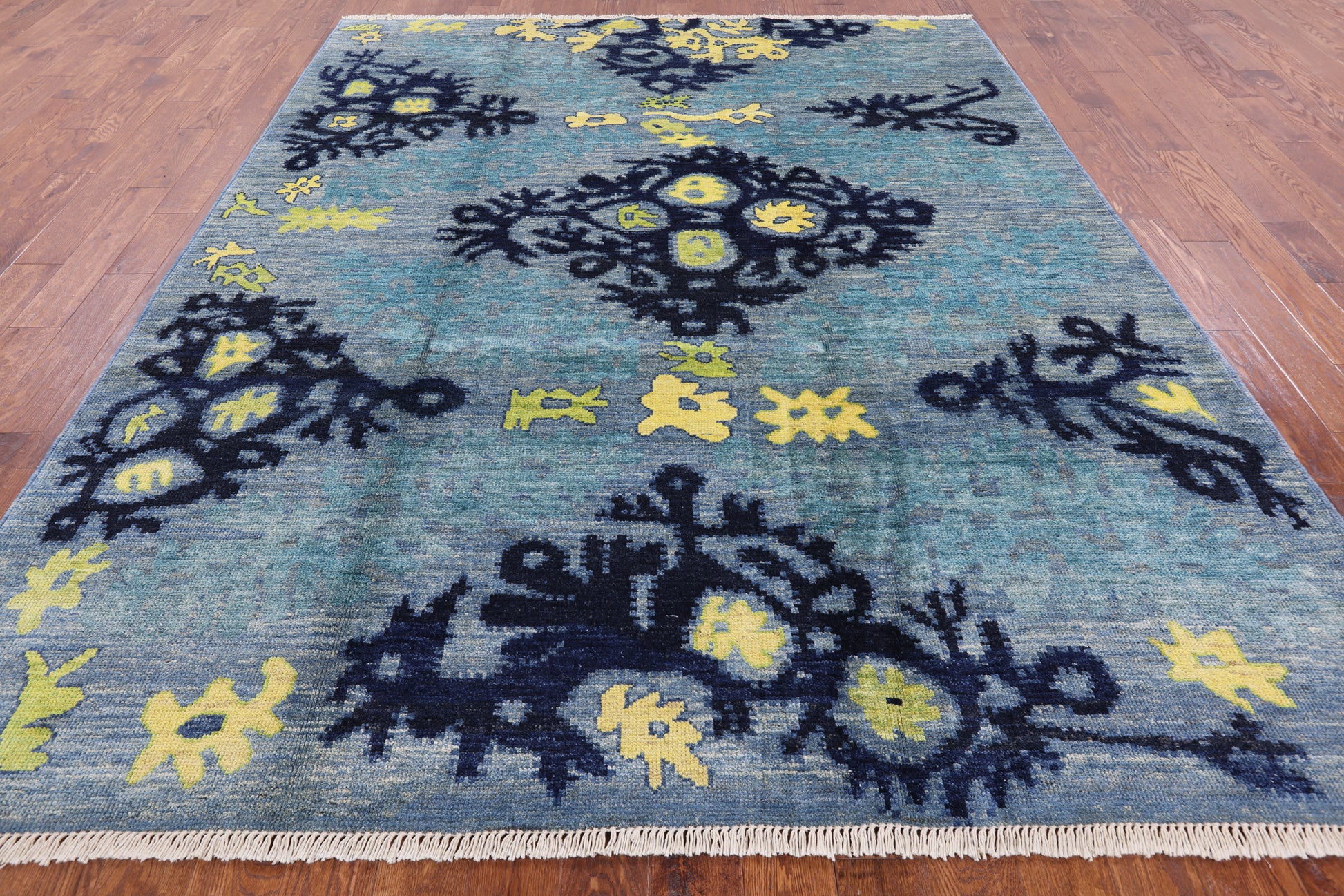 Ikat Hand Knotted Wool Area Rug - 8' 4" X 10' 0" - Golden Nile